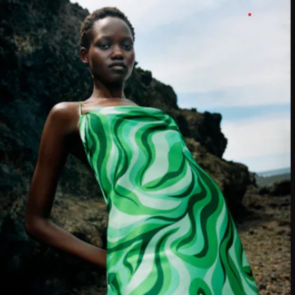 NWT Zara flowy mini green dress